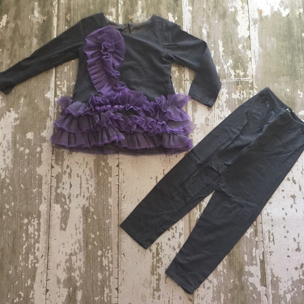 Isobella&chloe purple ruffle gray dress set